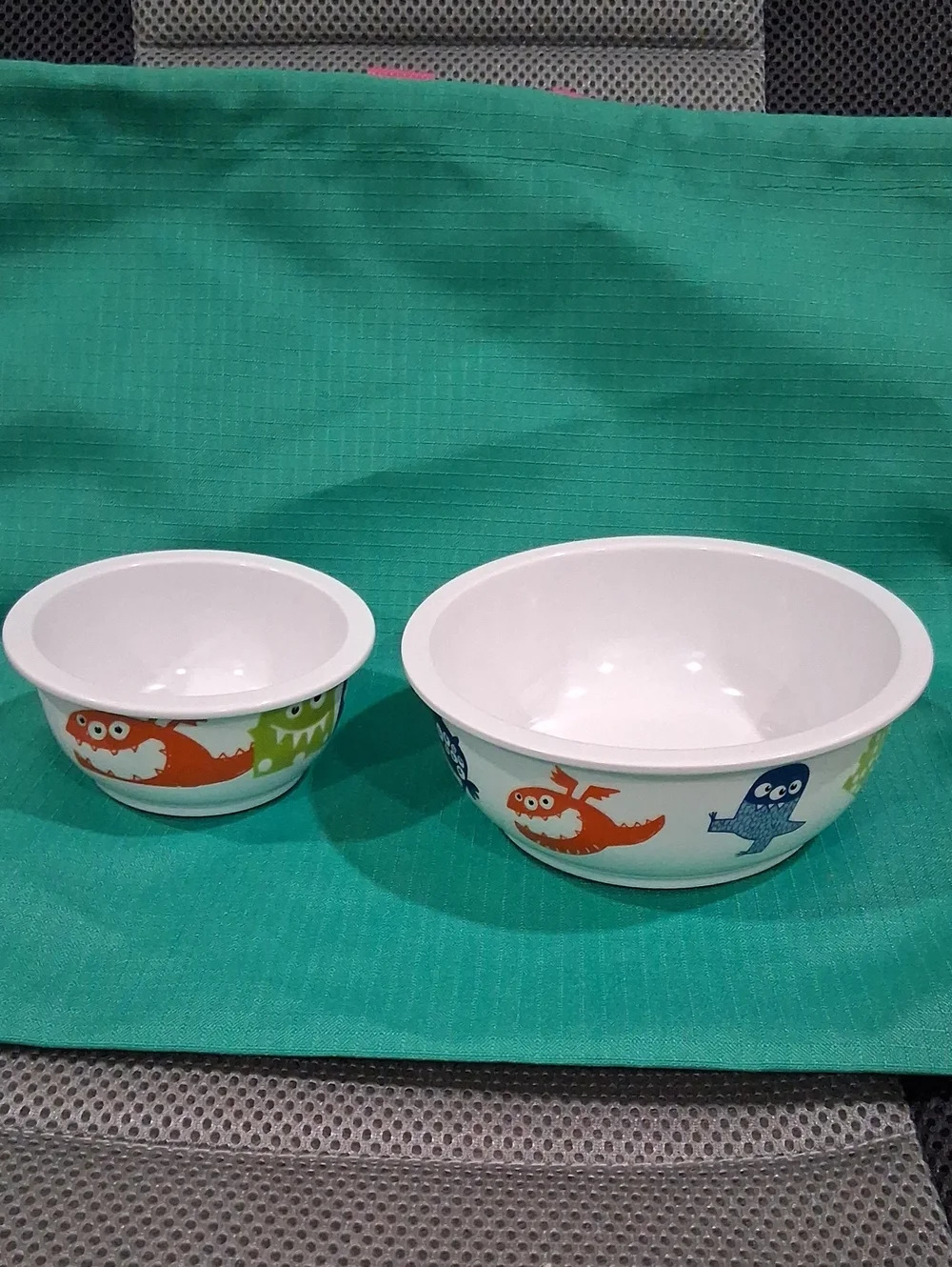 Kids Monster Print Plastic Bowl Set - White and Multicolor Circo